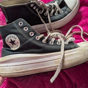 Converse Black High-Top Platform Sneakers with White Accents